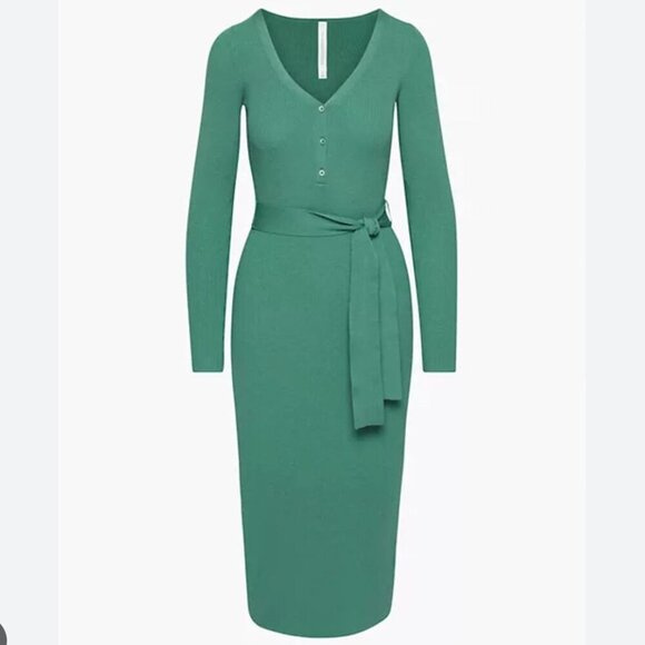 Aritzia The Group by Babaton Henley Sweater Midi Dress Green Size Medium - Picture 2 of 9